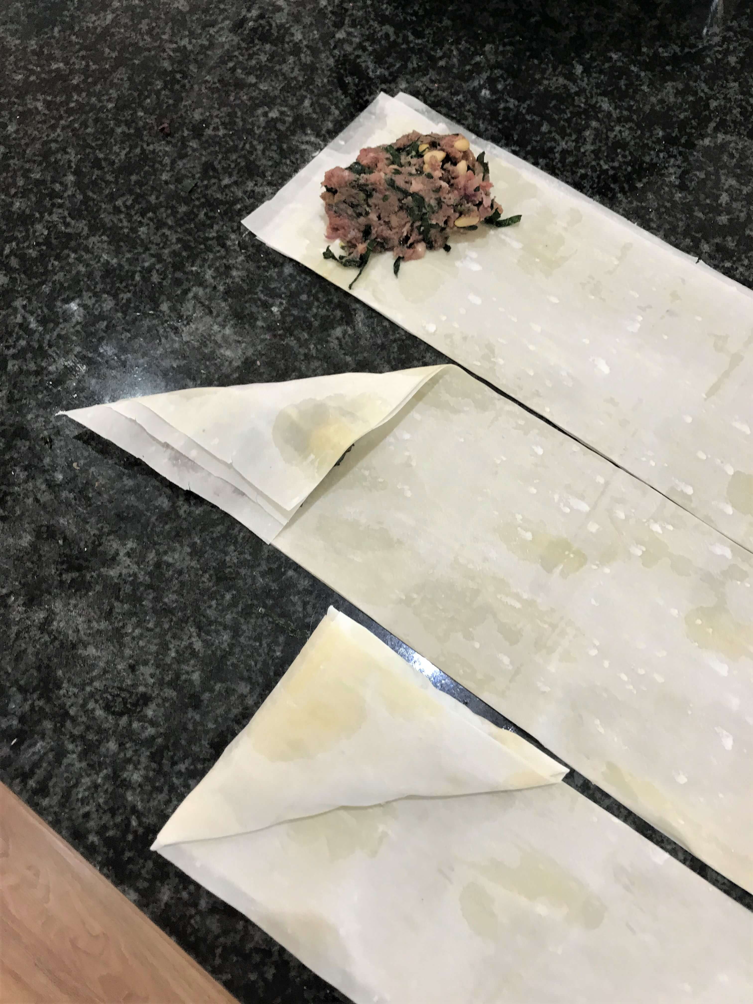 Lamb Filo Triangle Folding Technique